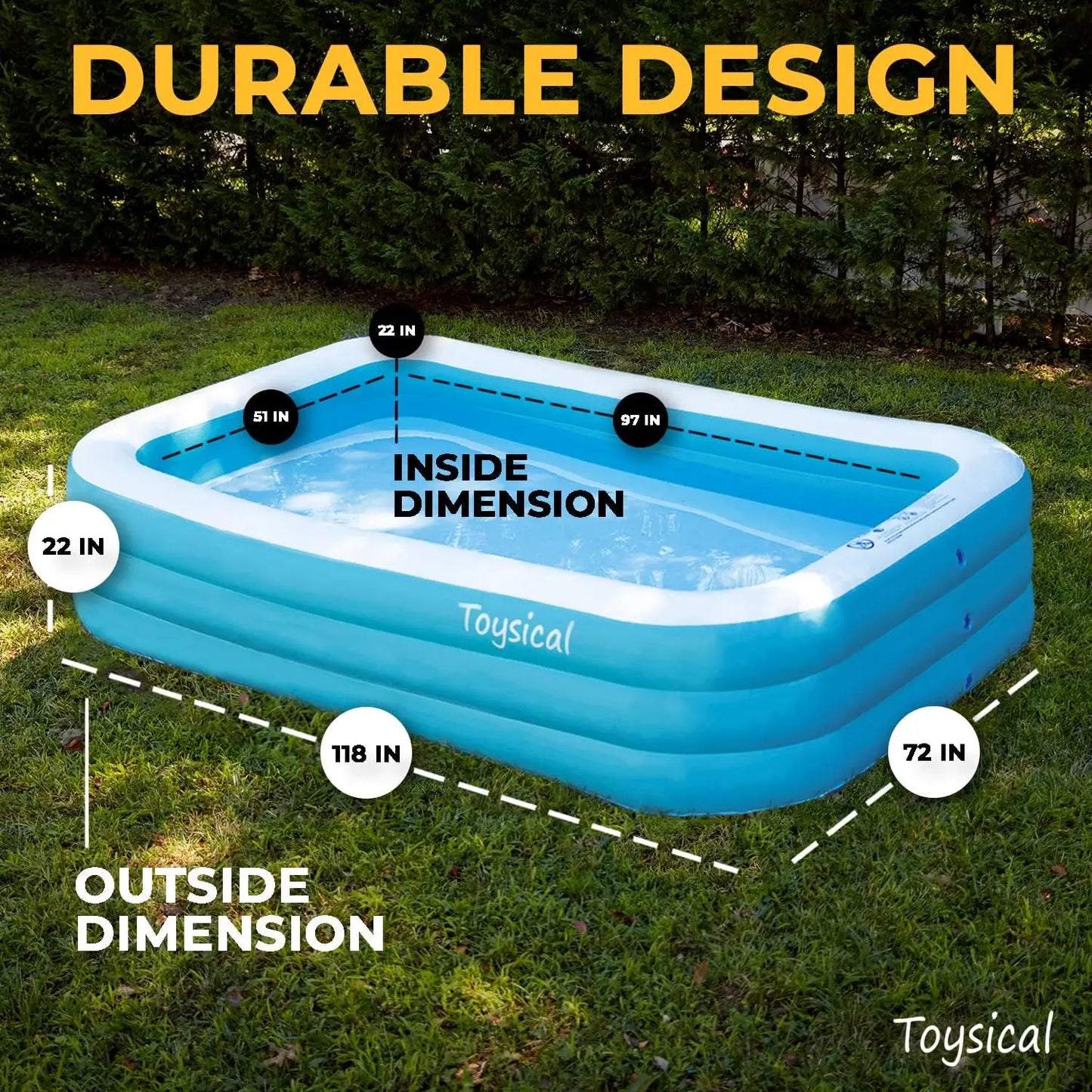 Inflatable Family Pool With Pump For Kids And Adults