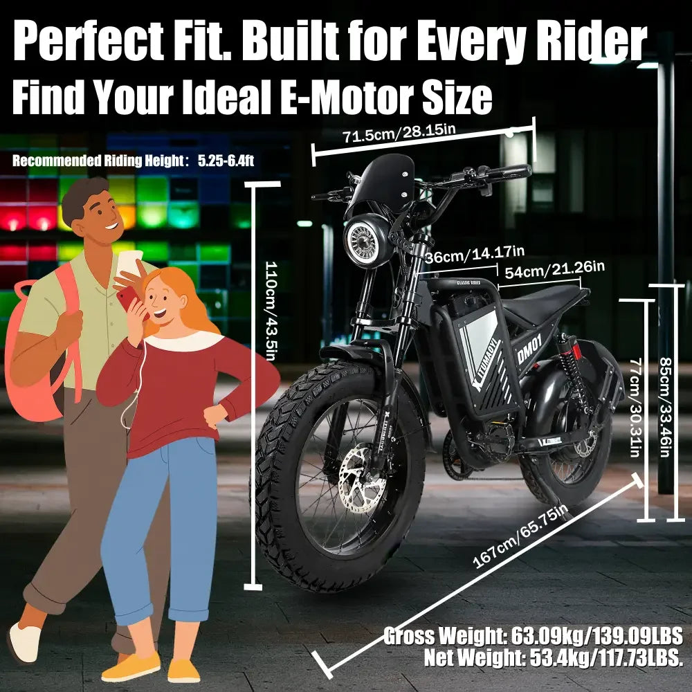 Baolujie DM01 60V 30Ah Electric Bike Long Range 42 MPH