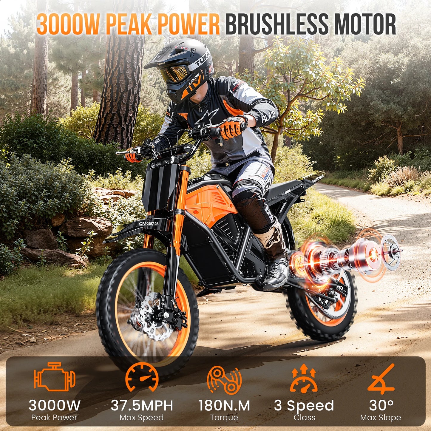 Eilleo Spacewalk 48V Electric Dirt Bike 3000W 60 Miles Range