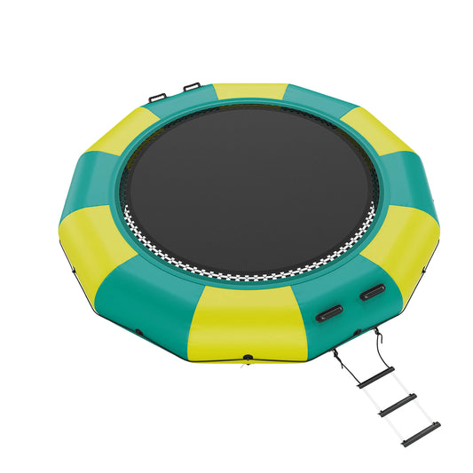 SucceBuy Inflatable Water Bouncer Recreational Trampoline With Slide And Ladder