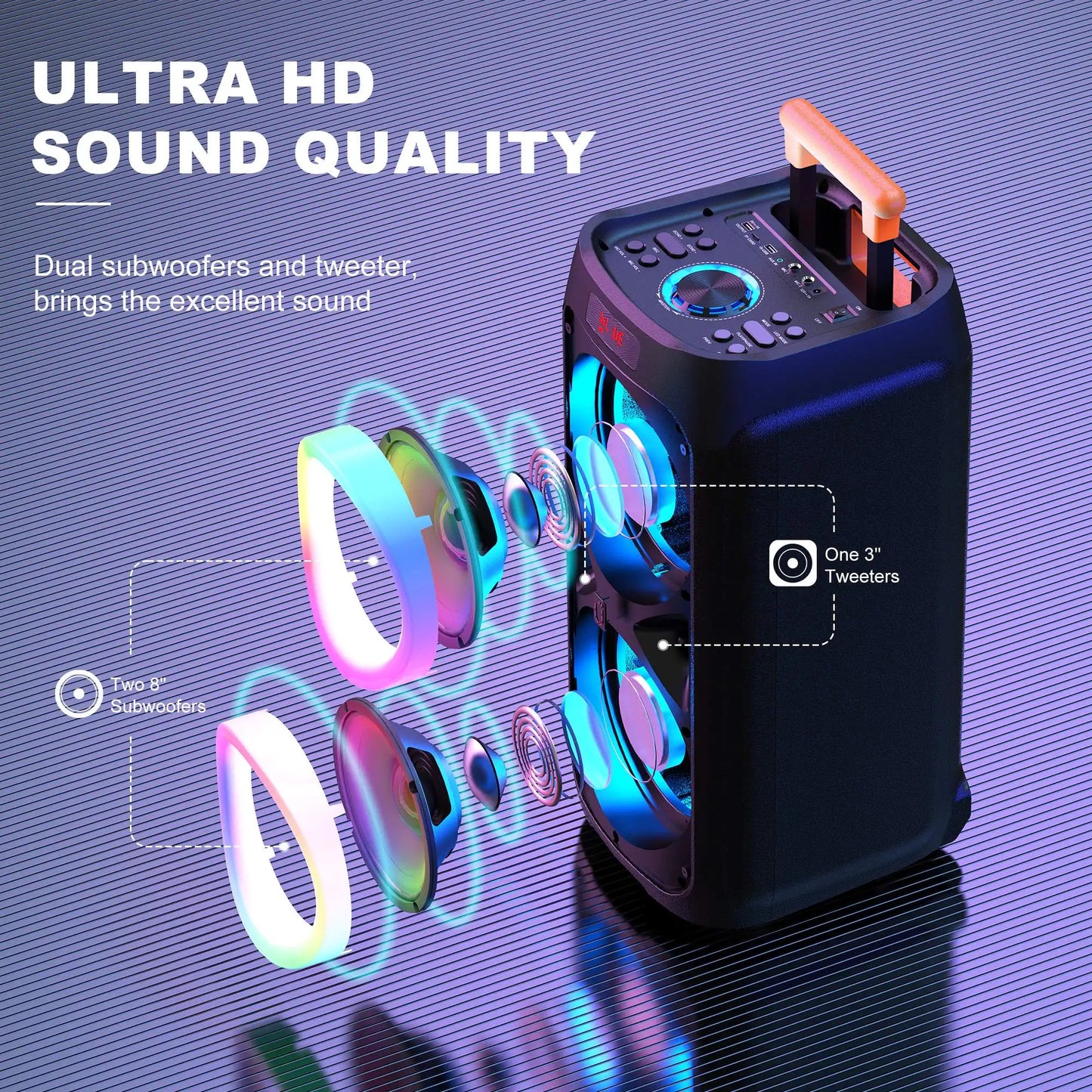 FanFun Karaoke Machine with 2 Wireless Microphones Portable Bluetooth Speaker
