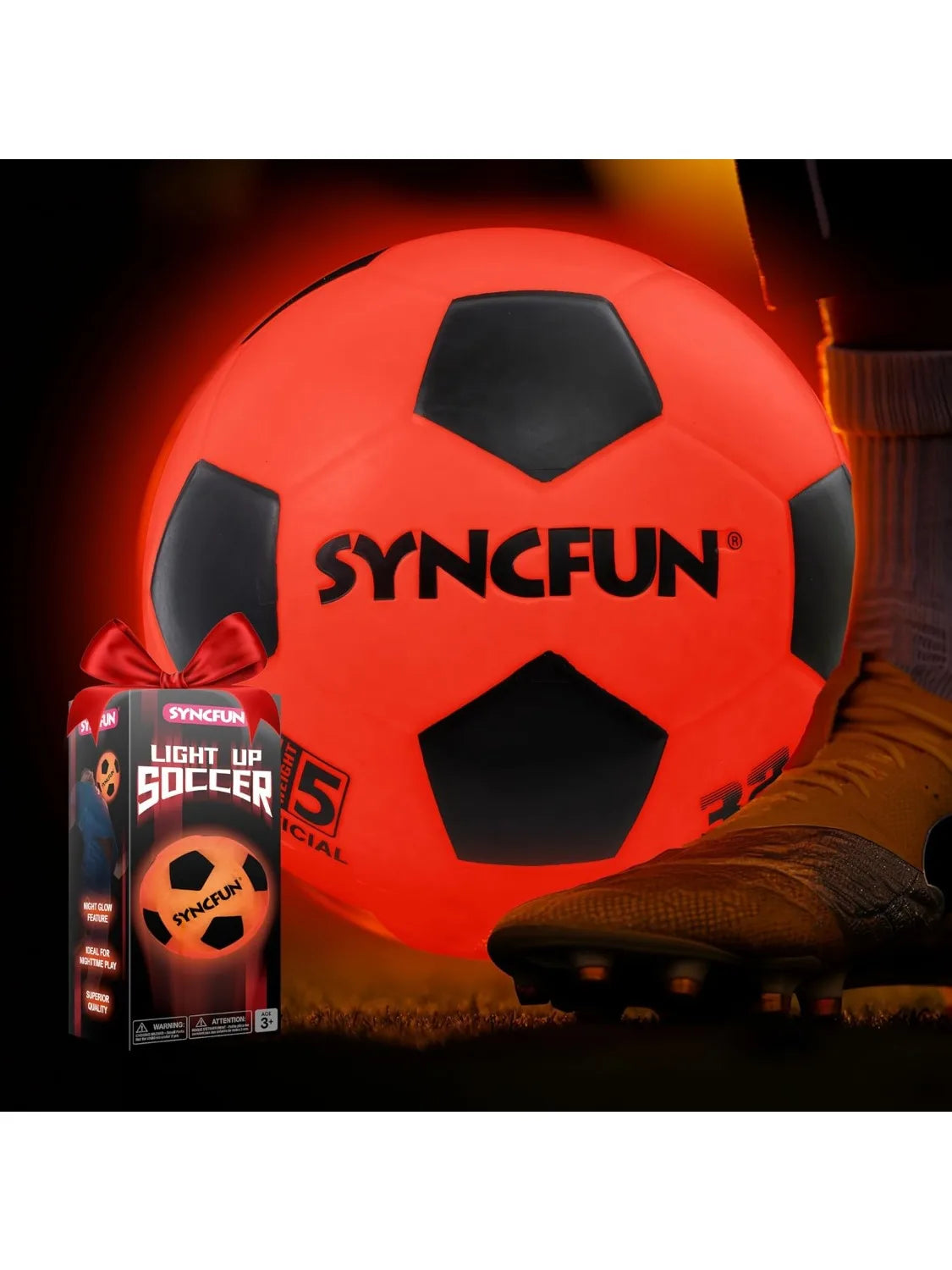 Joyfy Glow Soccer Ball Light Up Night Play Gift Toy