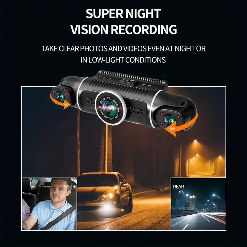 TFFRDN Car Dash Cam 4 Channel Quad DVR for Parking