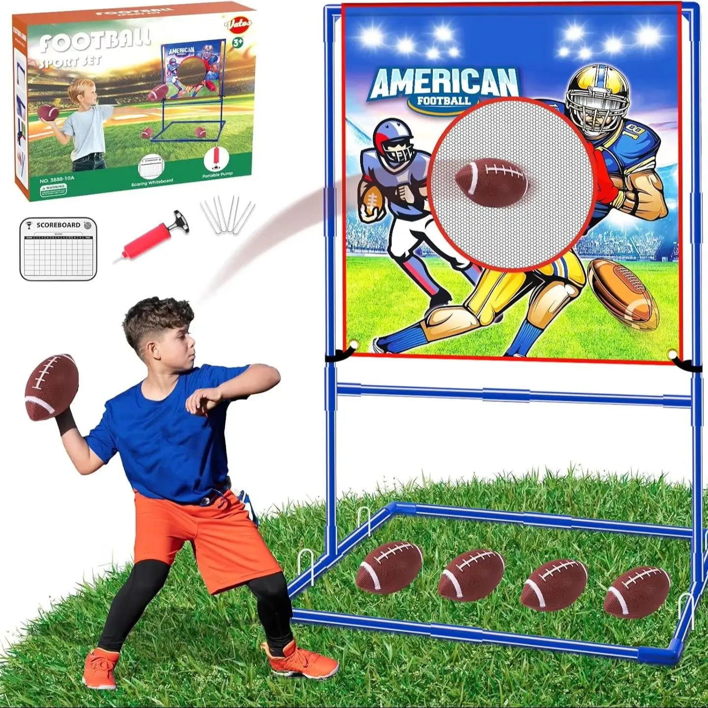 VATOS Indoor Outdoor Football Toss Target Game for Kids