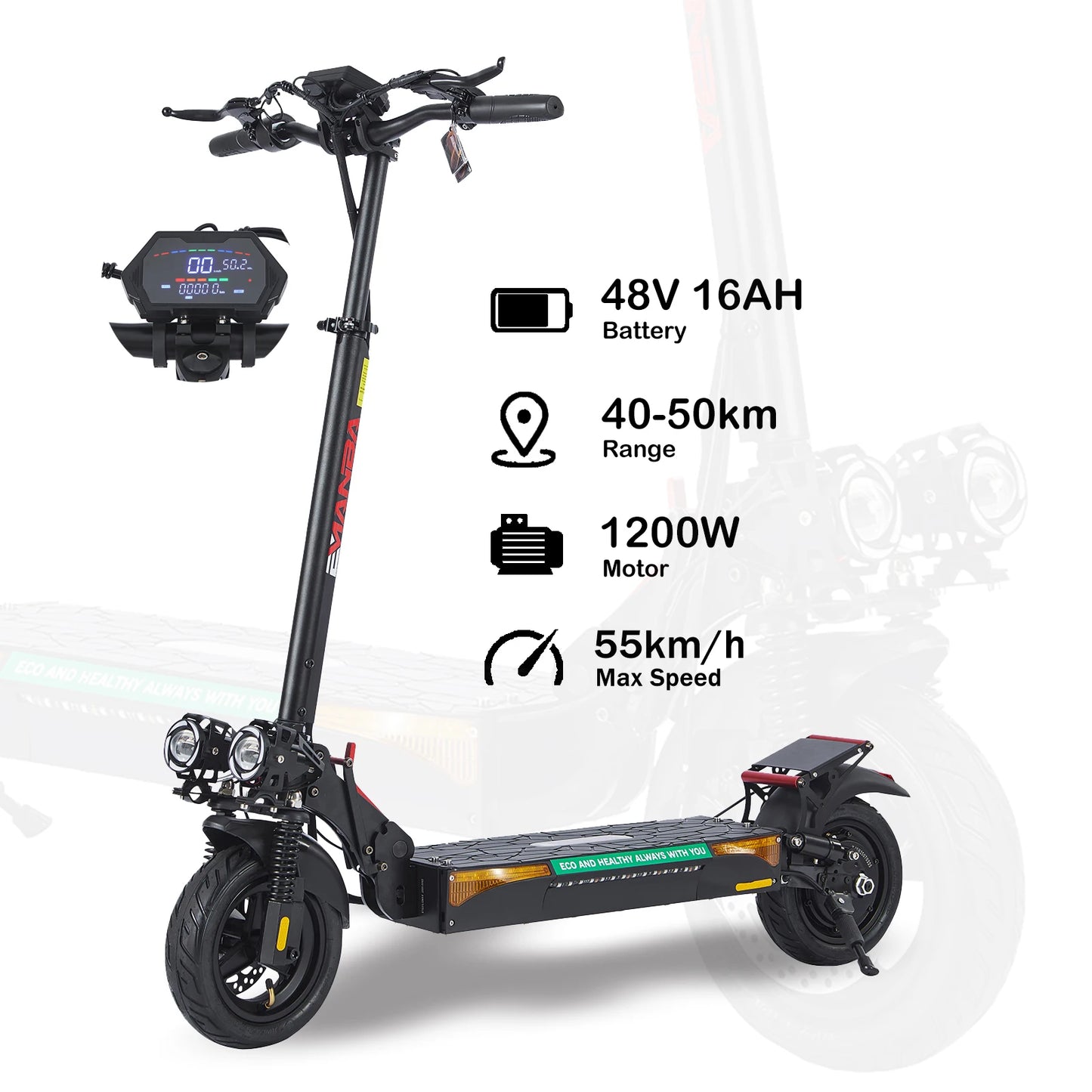 L12 Max 800W 48V Folding Electric Scooter Off Road Tires