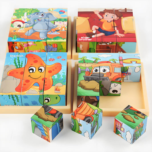 3D Cube Wooden Puzzle 9 Piece Montessori Educational Toy
