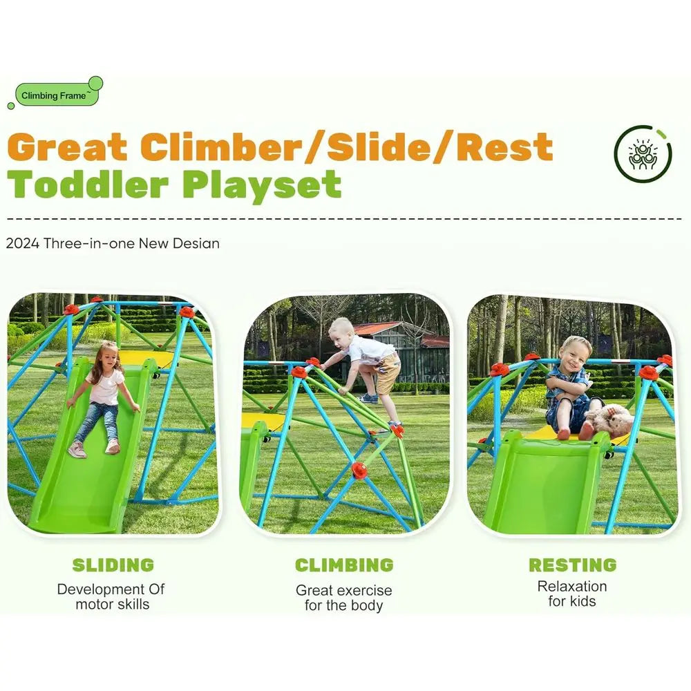 OLOEY Climbing Dome with Slide Backyard Jungle Gym for Toddlers