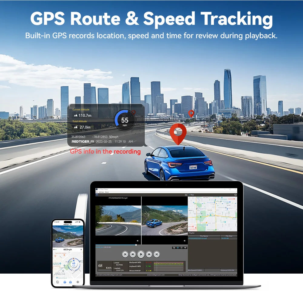 REDTIGER F9 Dash Cam 4K Front Rear WiFi GPS Parking
